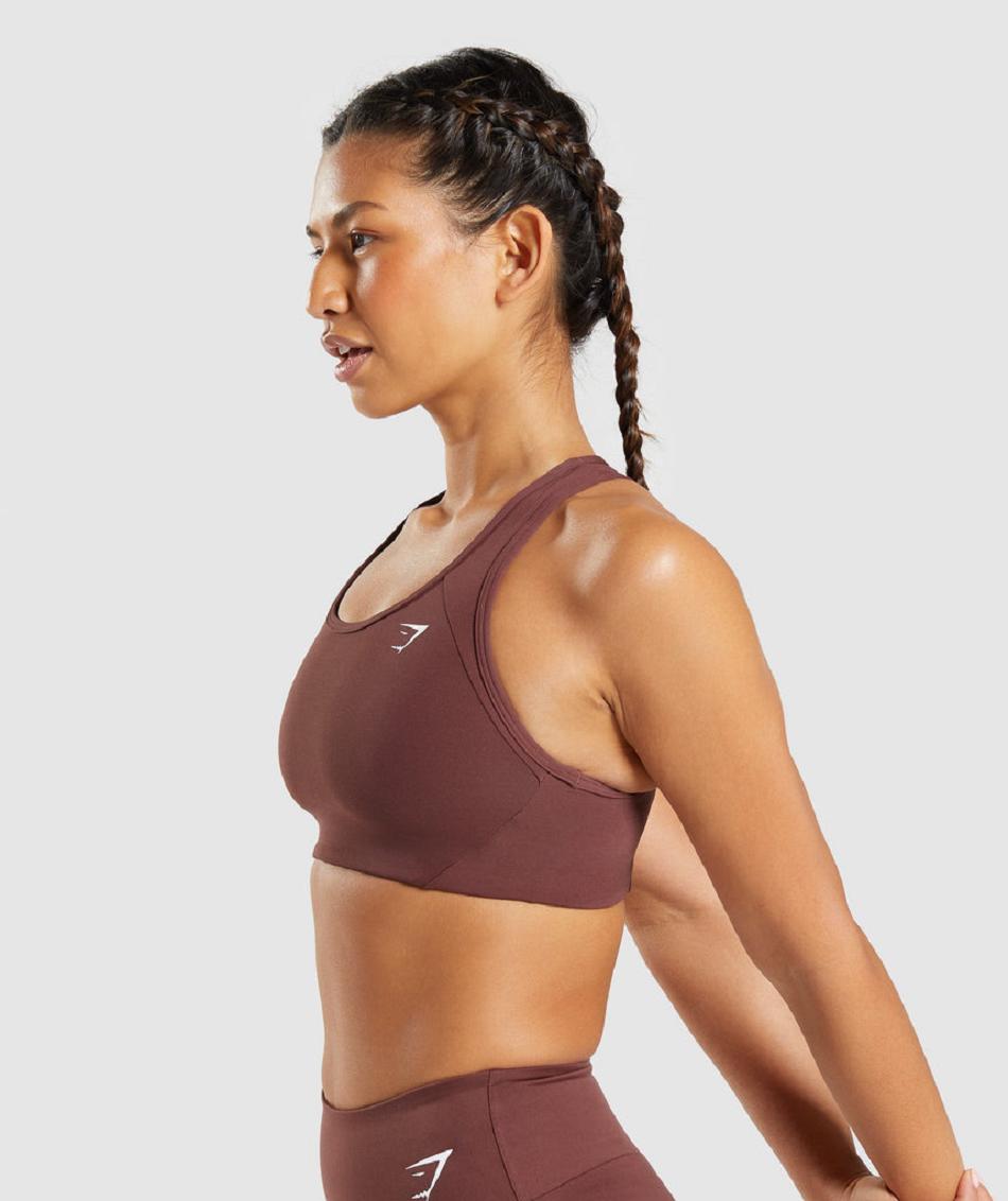 Gymshark Essential Racer Back Ženske Sportski Grudnjak Roze Smeđe | HR 3427HAP